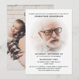 2-Photo Celebration of Life/Funeral/Memorial Invitation