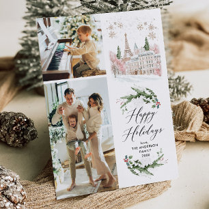 2 Photo Chic Paris Happy Holidays Christmas Card