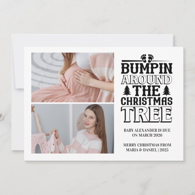 2 Photo Christmas Tree Pregnancy Announcement (Front)