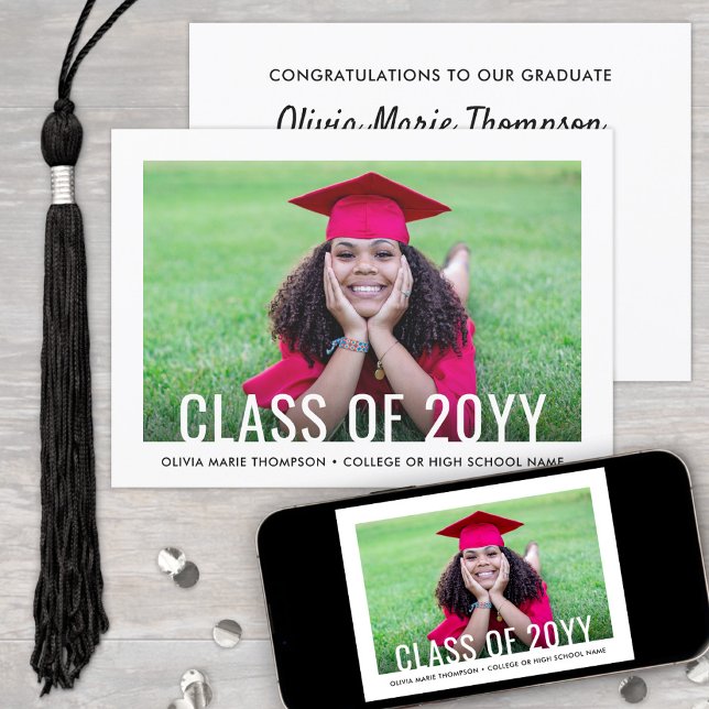 2 Photo Class Year Modern Minimalist Graduation Invitation (Creator Uploaded)