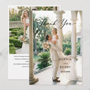 2 photo classic simple elegant thank you card