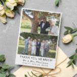 2 Photo Clean Font Later In Life Wedding Thank You<br><div class="desc">Double sided elder wedding thank you card with one side printed with a clean collage of two of your wedding photos above your names, wedding date, and location in a clean modern font. The other side features a lined thank you note card where you can write a thank you by...</div>