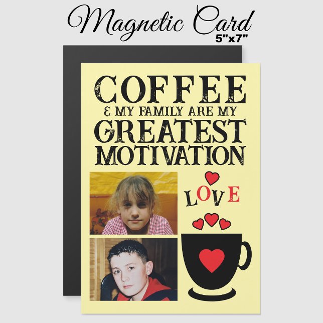 2 photo coffee and family red magnetic card (Creator Uploaded)