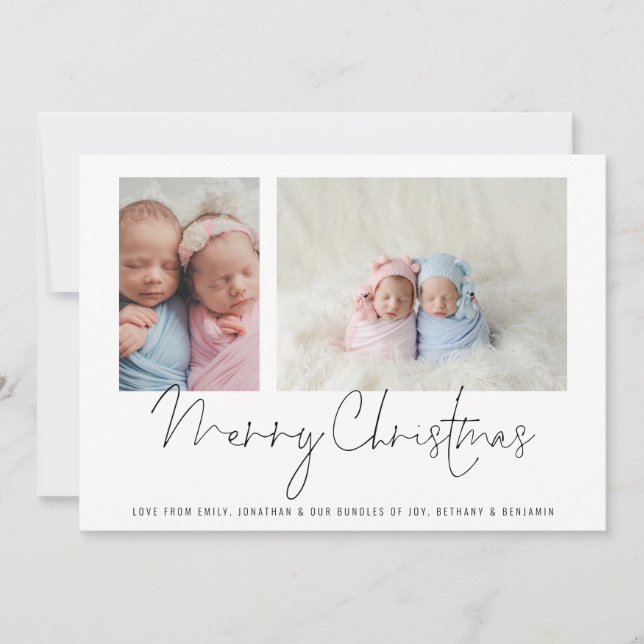 2 Photo Collage Baby Twins First Christmas (Front)