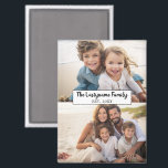 2 Photo Collage Family Name - Horizontal Pics Magnet<br><div class="desc">Use up to two horizontal or selfie phone photos to create a unique and personal gift. If you need to adjust the pictures,  click on the customise tool to make changes.</div>
