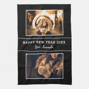 2 Photo Collage Happy New Year 2023 Tea Towel