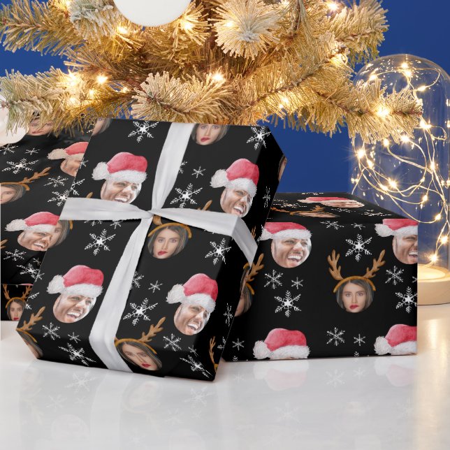 2 Photo Collage Santa and Reindeer Wrapping Paper (Holidays)