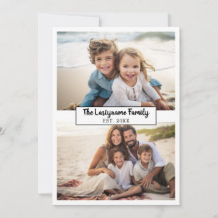 2 Photo Collage with Text for Family Name Holiday Card