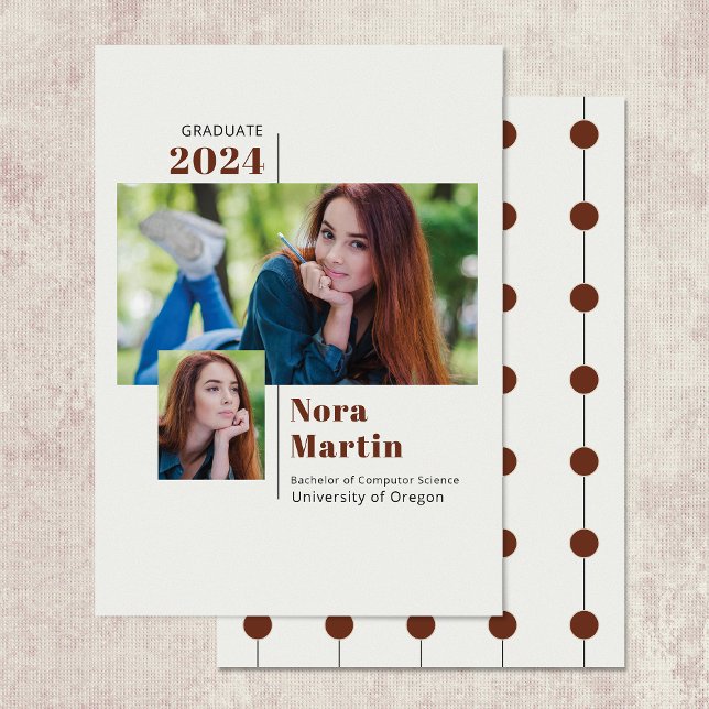 2 Photo College Graduation Auburn Cream Announcement (Creator Uploaded)