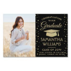 2 Photo Congrats Black and Gold Glitter Graduation