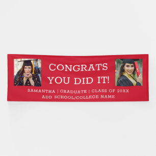 2 Photo Congrats Graduate 2025 Graduation Red Banner