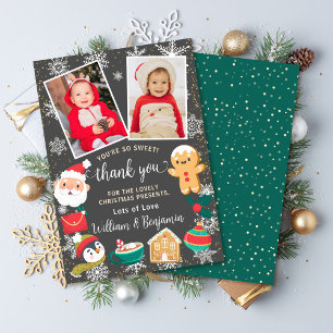 2 Photo Cookies and Cocoa Snow Christmas Party Thank You Card