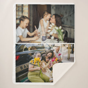 2 Photo Custom Collage Personalised Sherpa Blanket