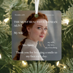 2 Photo Custom Most Beautiful Woman Alive Metal Tree Decoration
