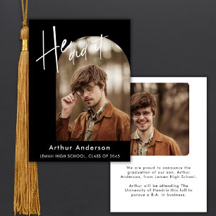 2 Photo Custom Simple Elegant Graduation Announcement
