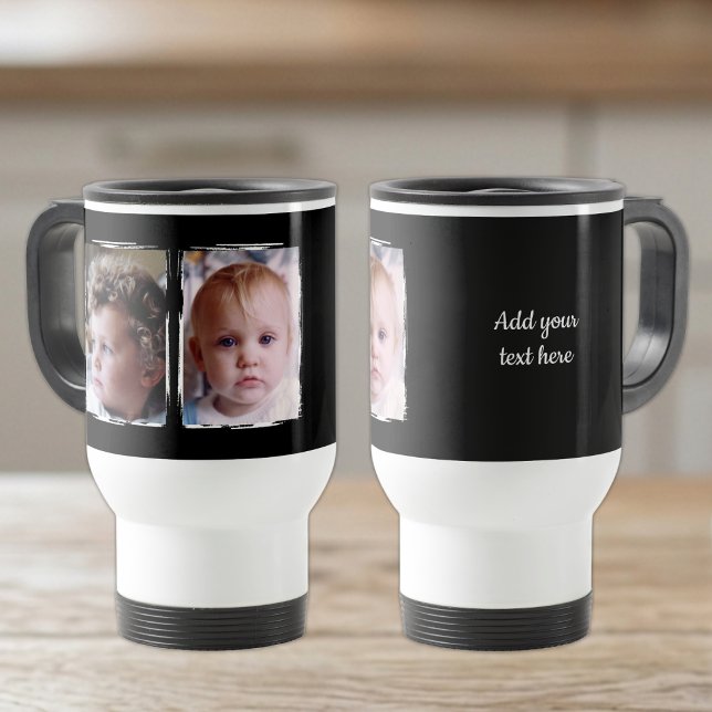 2 photo custom text white black travel mug (Creator Uploaded)
