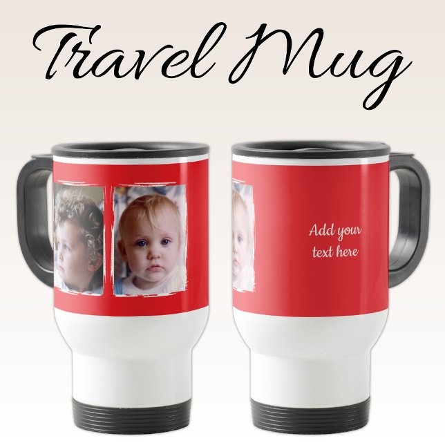 2 photo custom text white red travel mug (Creator Uploaded)