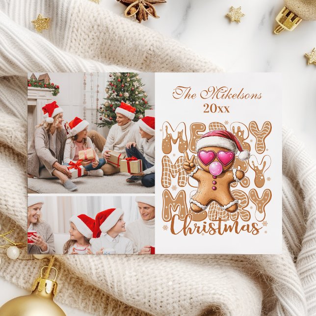 2 Photo Cute Gingerbread  Christmas  Holiday Card (Creator Uploaded)
