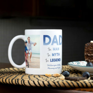 2 Photo DAD The Man Myth Legend Blue Personalised Coffee Mug