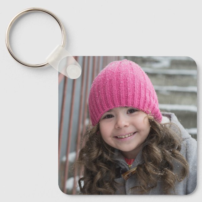 2 Photo Double Sided Easy Upload Cute Gift  Key Ring (Front)
