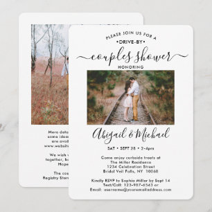 2 Photo Drive-By Modern Couples Bridal Shower Invitation