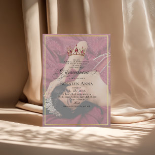 2 Photo Elegant Gold Princess Quinceañera Invitation