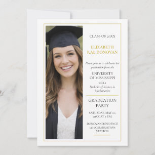 2-Photo Elegant Minimalist Graduation Party Invitation