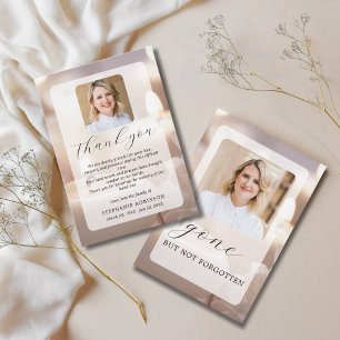 2 Photo Elegant Modern Funeral Sympathy Memorial Thank You Card