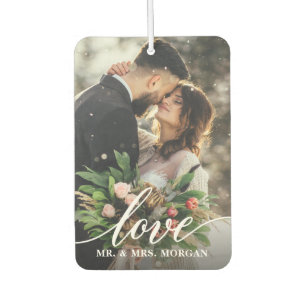 2 Photo Elegant Script Love Personalised Car Air Freshener