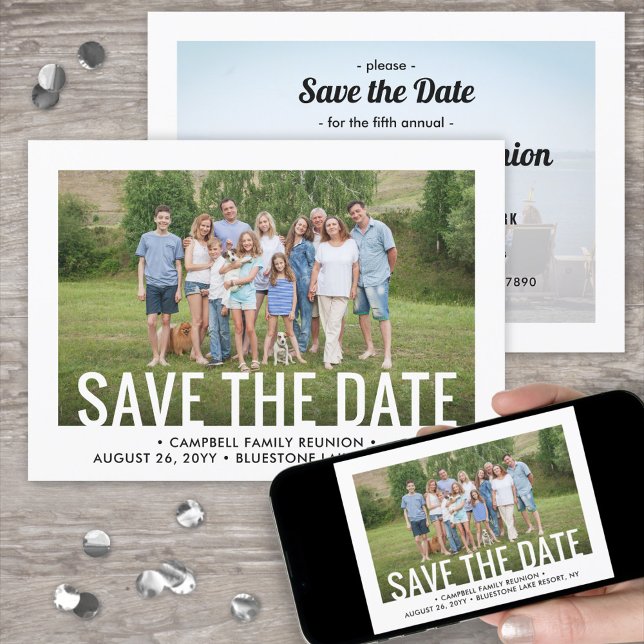2 Photo Family Reunion Party Gathering BBQ Picnic Save The Date (Creator Uploaded)