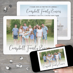 2 Photo Family Reunion Party Modern Elegant Script Invitation