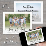 2 Photo Family Reunion Party Modern Elegant Script Save The Date<br><div class="desc">Invite family members to save the date for a reunion picnic, bbq or party with this elegant modern 2 photo invitation. All text and images are easy to customise. (IMAGE PLACEMENT TIP: An easy way to centre the photos how you want is to crop them before uploading to the Zazzle...</div>