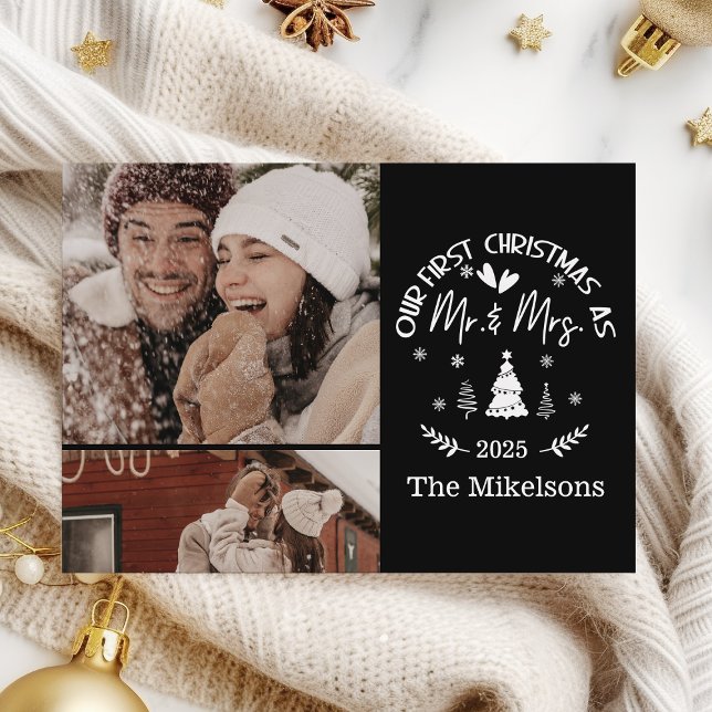 2 Photo First Christmas as Mr. & Mrs Holiday Card (Creator Uploaded)