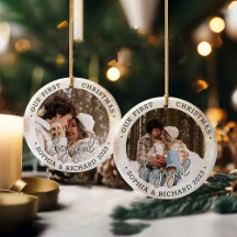 2 Photo First Christmas Engaged Modern