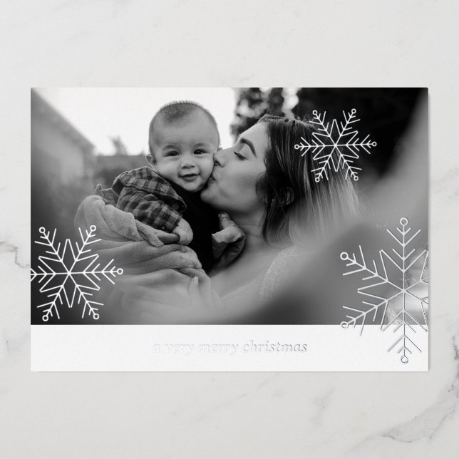 2 Photo Foil Snowflake Simple Family Christmas Foi (Front)