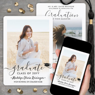 2 Photo From Parents Simple Script Graduation Announcement