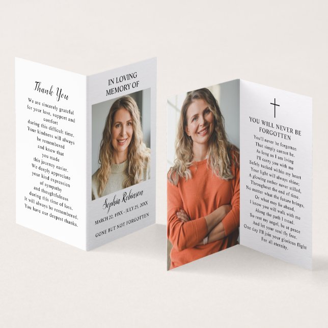 2 Photo Funeral Memorial Keepsake Folder Card (Inside and Outside)
