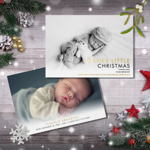 2 Photo Gold Foil Christmas Birth Announcement