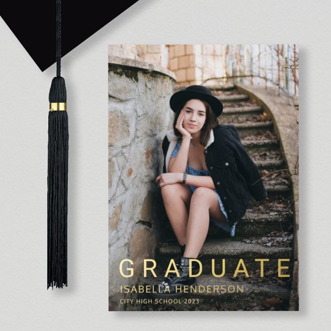 2 Photo Gold Foil Graduation Announcement (Creator Uploaded)