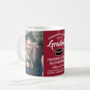 2 Photo Graduation Congrats Red White and Black Coffee Mug