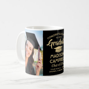 2 Photo Graduation Congratulations Black and Gold Coffee Mug