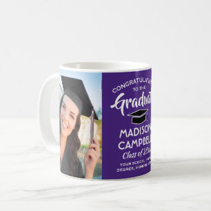 2 Photo Graduation Congratulations Purple & White Coffee Mug