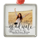 2 Photo Graduation Elegant Black Script Class Year