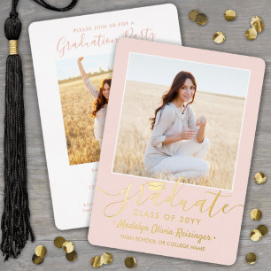 2 Photo Graduation Party Blush Pink and Gold