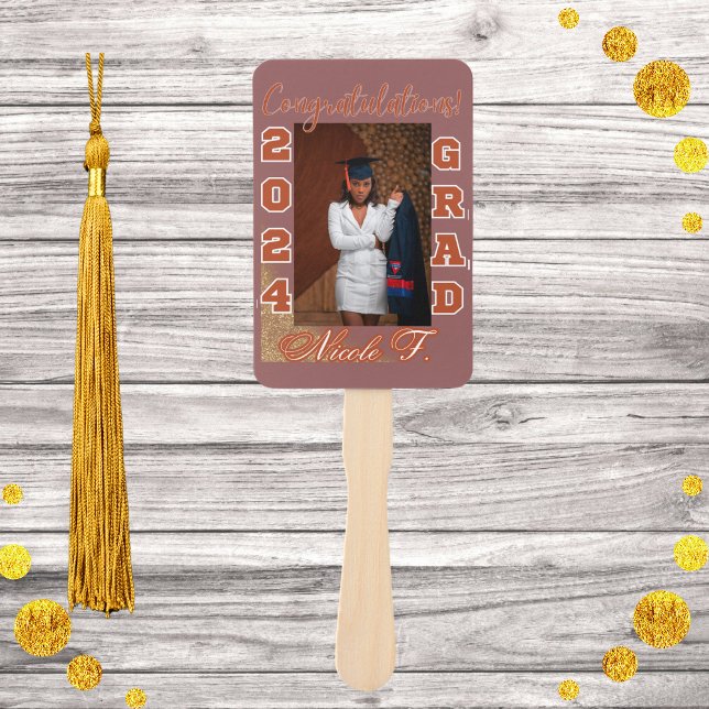 2 Photo Graduation with Maroon Red and Gold Hand Fan (Creator Uploaded)