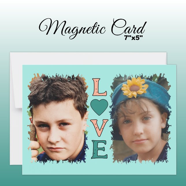 2 photo Love green peach magnetic card (Creator Uploaded)