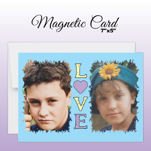 2 photo Love yellow blue magnetic card