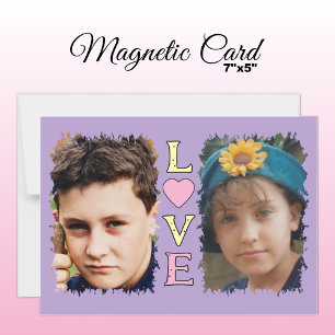 2 photo Love yellow pink magnetic card