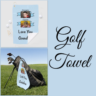 2 photo love you grandma blue golf towel