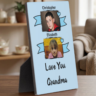 2 photo love you grandma blue plaque